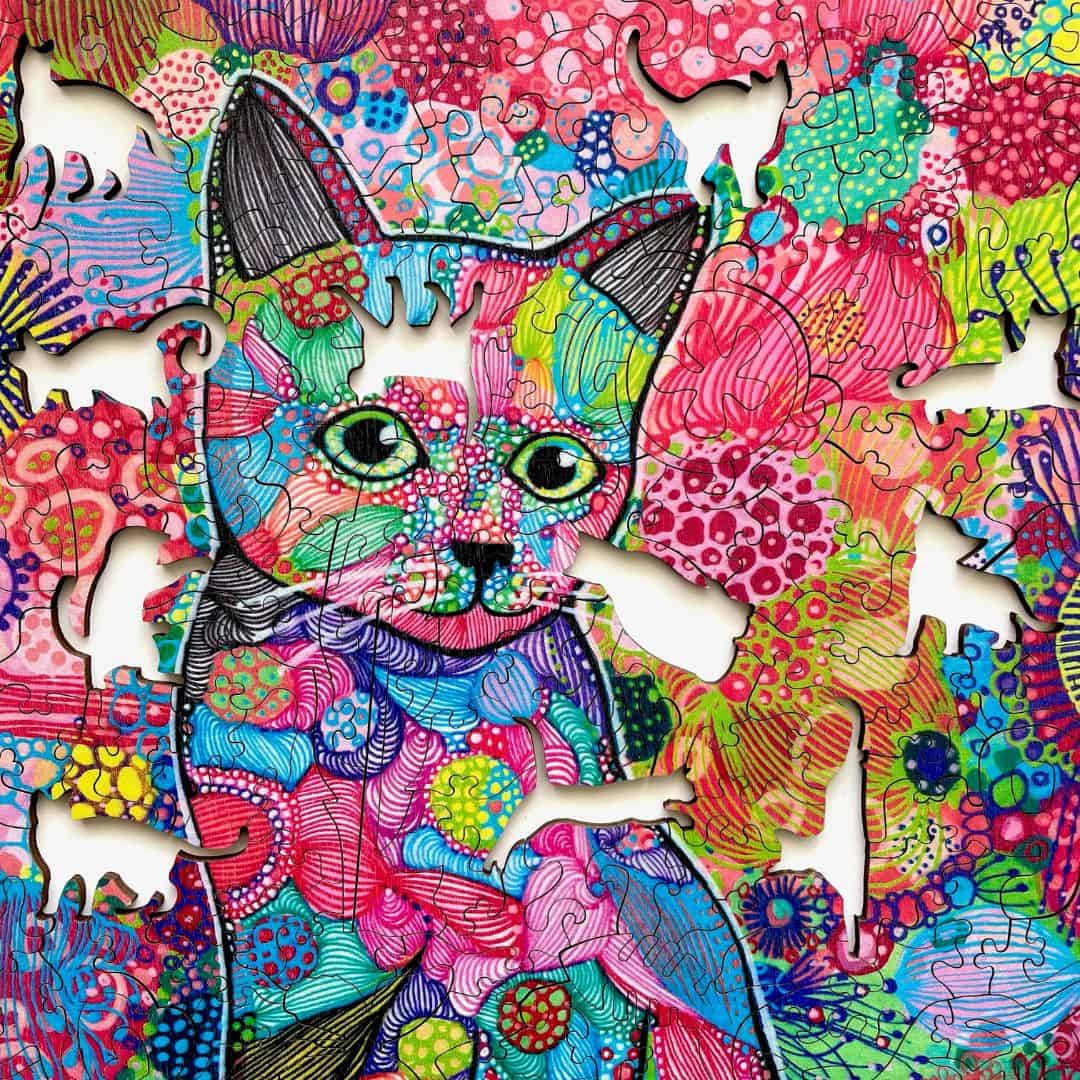 Wooden Jigsaw Puzzle - 309 pieces - Carefree Cat - artist artwork